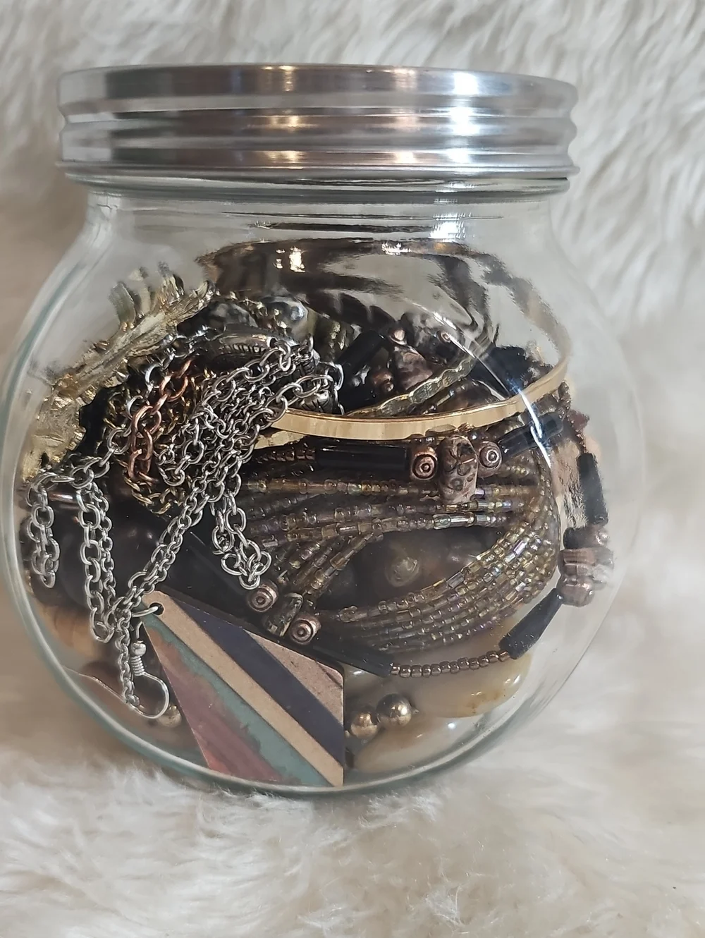 Boho Fall Jewelry Jar Wearable Mixed Costume Jewelry Lot